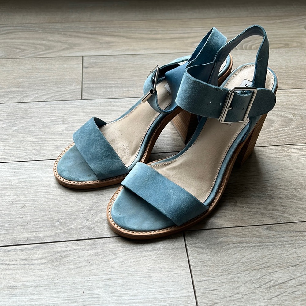 Steve Madden block heel suede blue sandals. Worn once